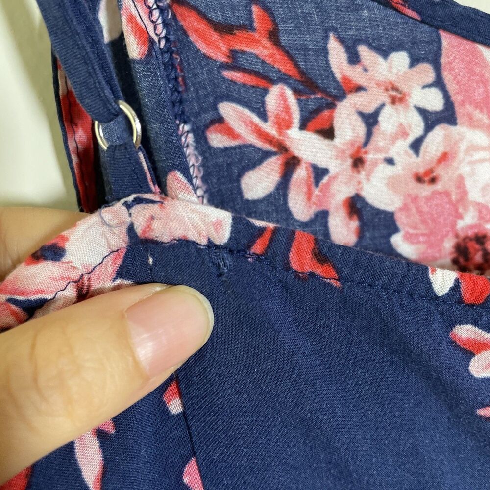 Forever 21 Women's Navy Blue Floral Short Dress Size Medium Festival Princess - Picture 9 of 9